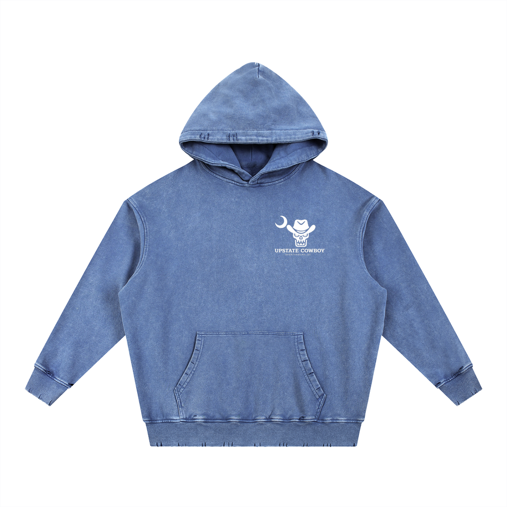 Snow Wash Hand-Frayed Heavyweight  Hoodie