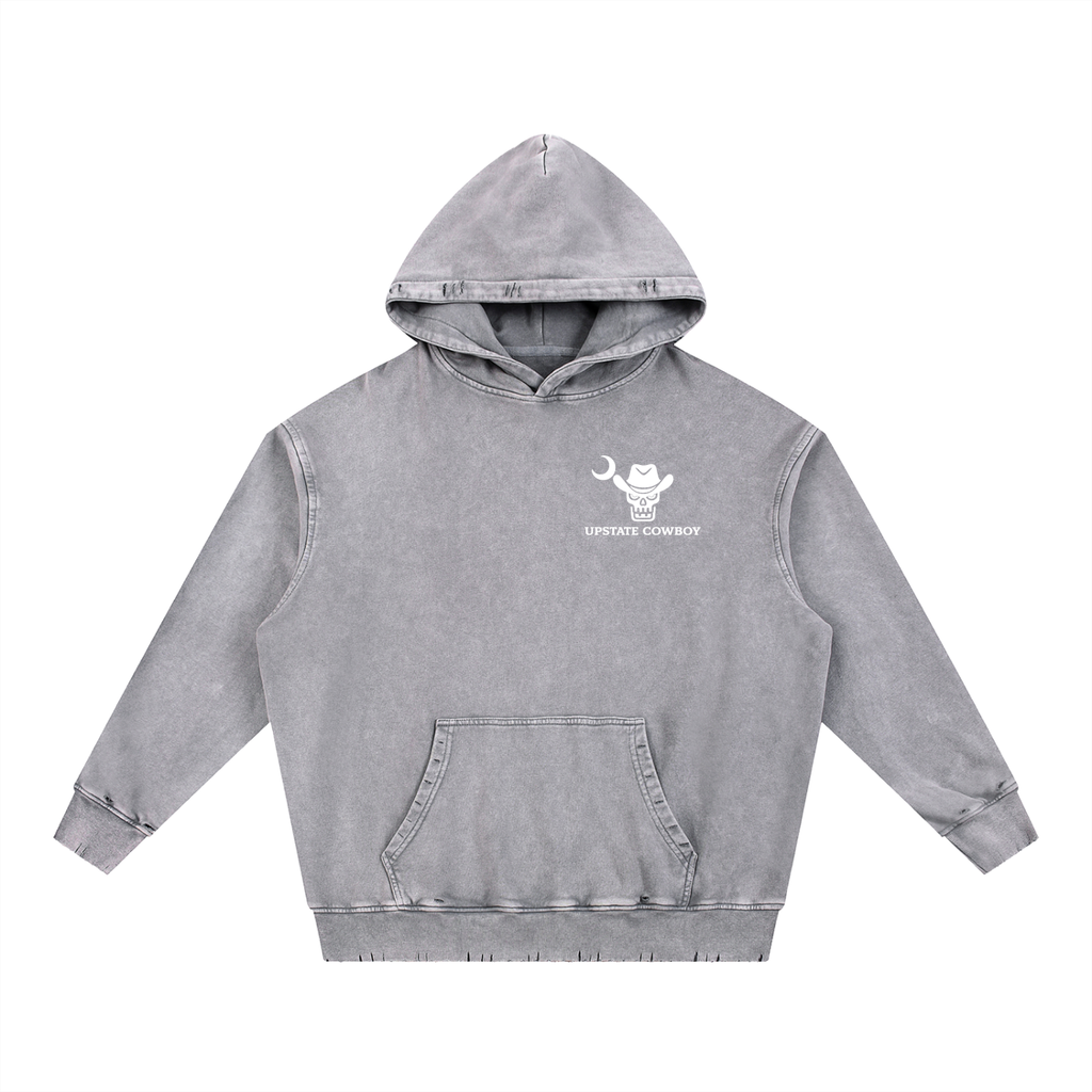 Snow Wash Hand-Frayed Heavyweight  Hoodie