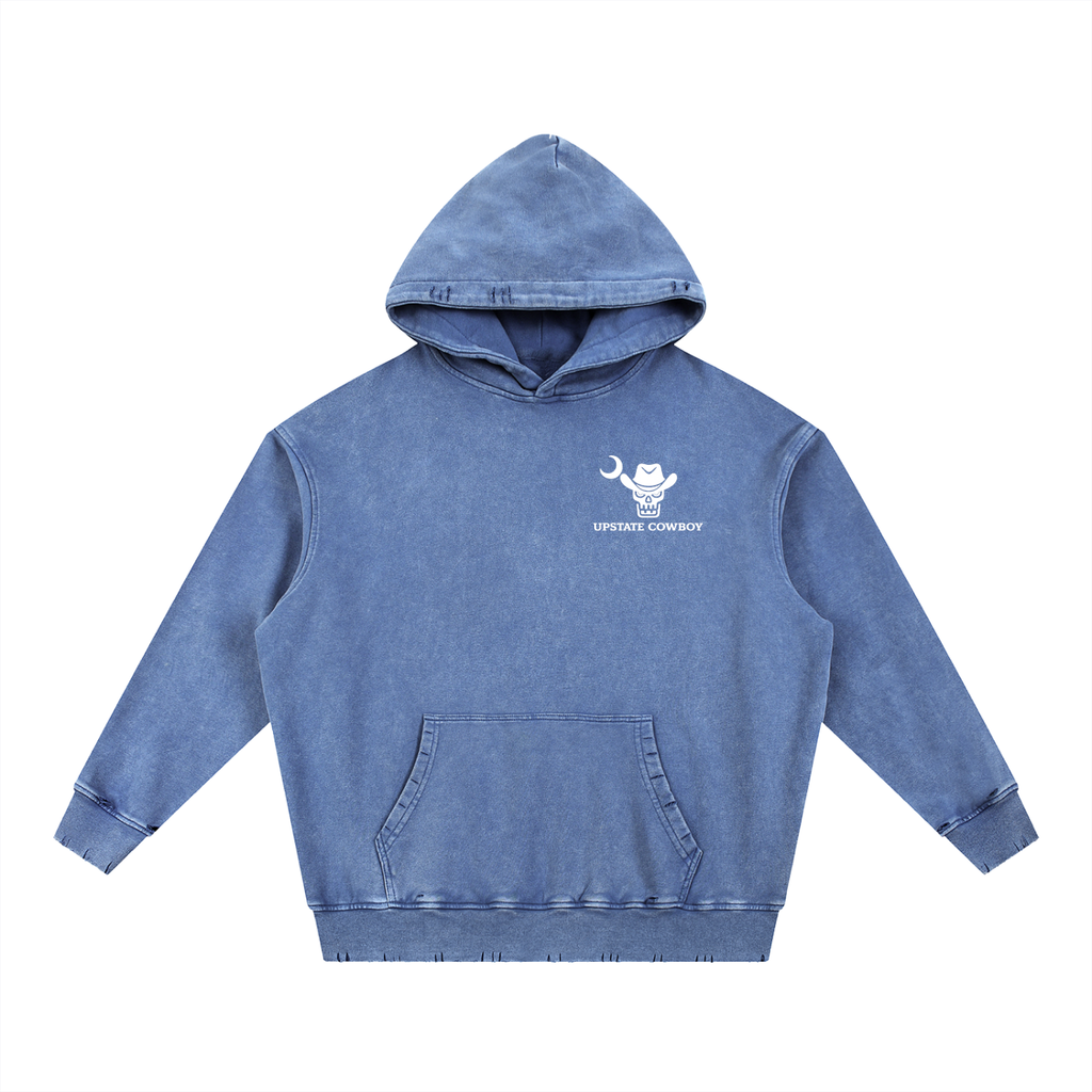 Snow Wash Hand-Frayed Heavyweight  Hoodie