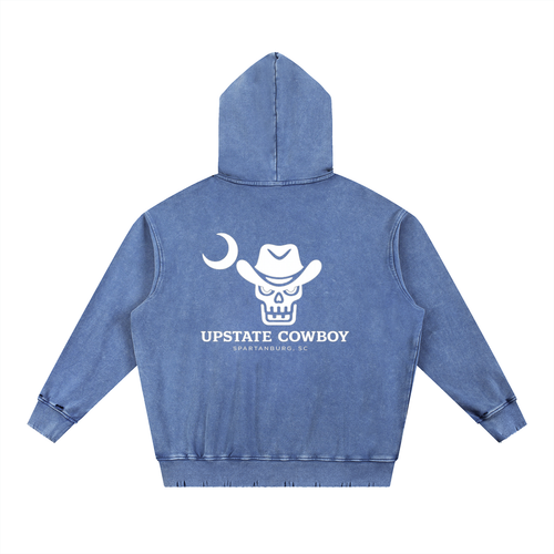 Snow Wash Hand-Frayed Heavyweight  Hoodie